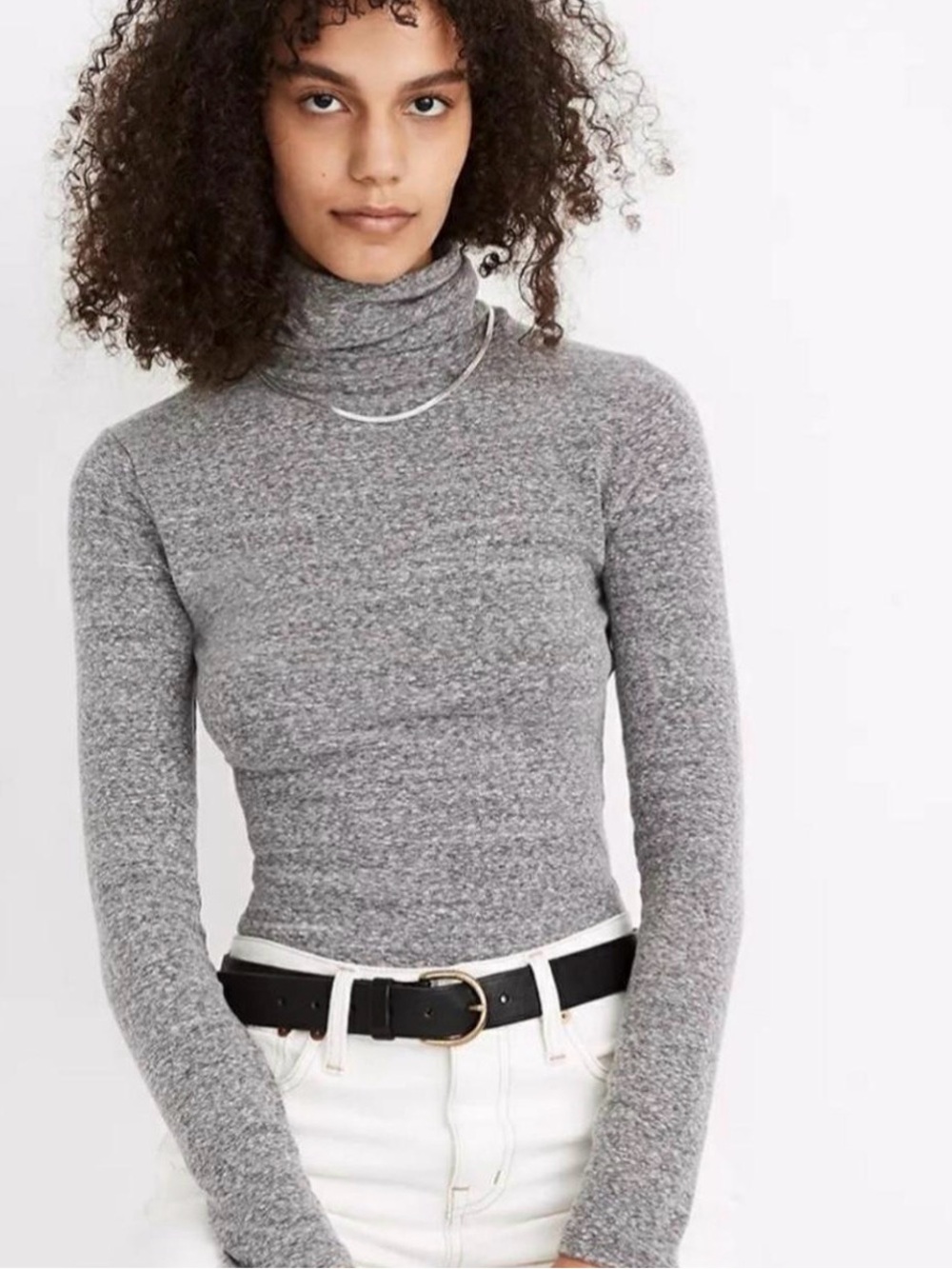 Madewell Soft Heather Gray Turtleneck Bodysuit XL NWOT